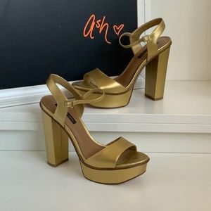 70s discongold platform heels